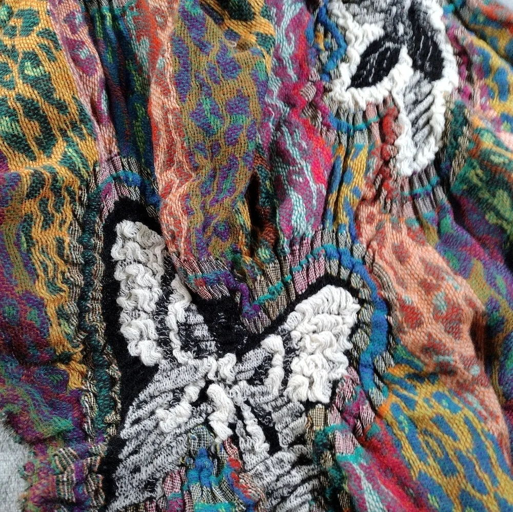 Anthropologie Vismaya Wool Scarf Embroidered Butterfly